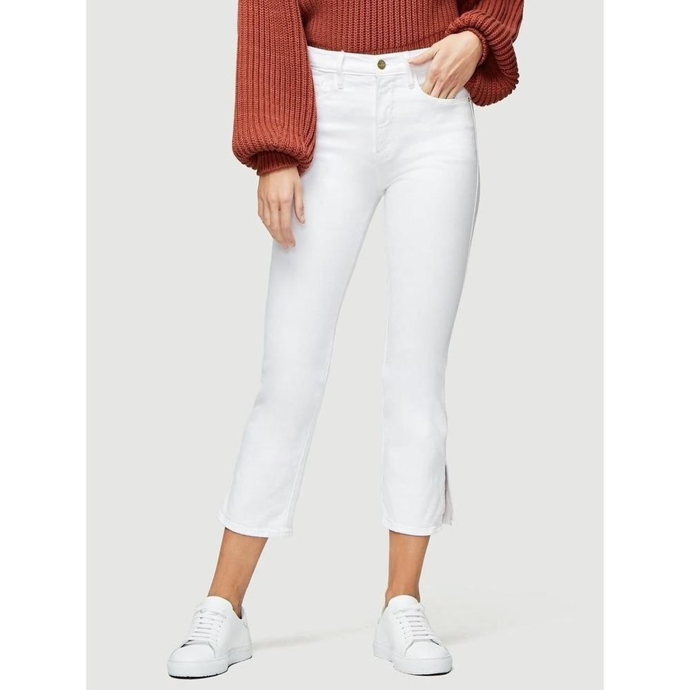 FRAME Jeans Womens 30 White Le Sylvie Crop High Rise Side Slit Denim Straight